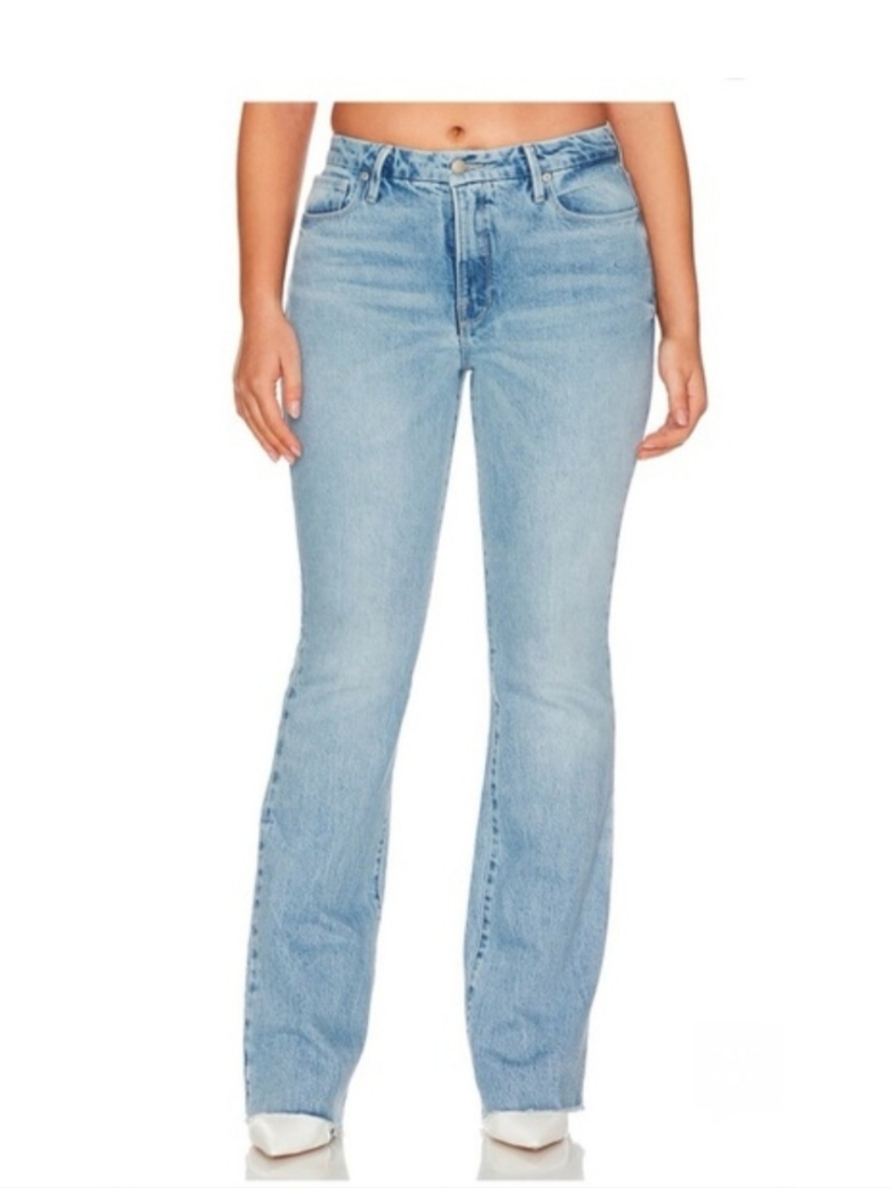 Good American Plus Size Jeans 22 High Rise Light Wash Indigo Blue Denim